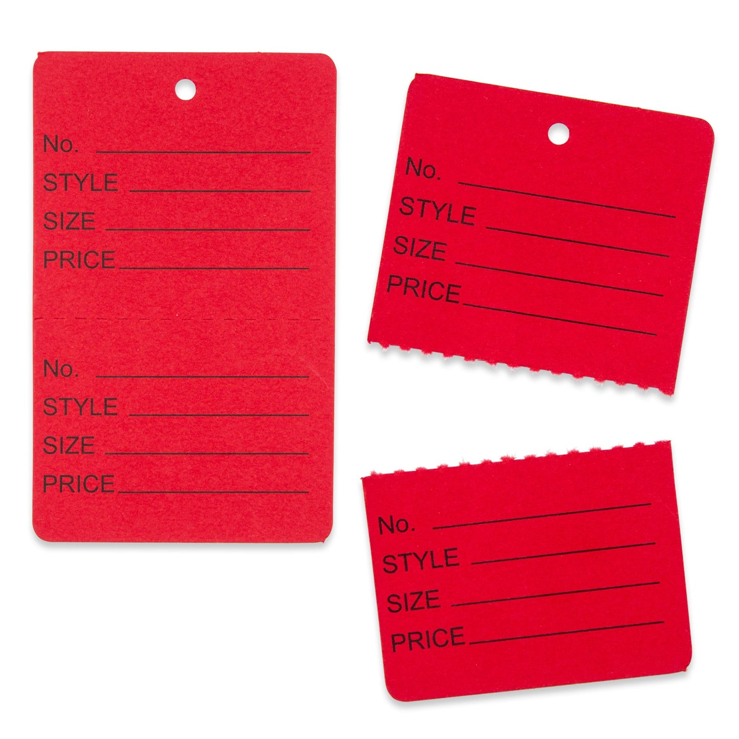 1000 Qty 1 3/4 x 2 7/8 (44x73mm) Assorted Unstrung Colored Price/Receipt Tags