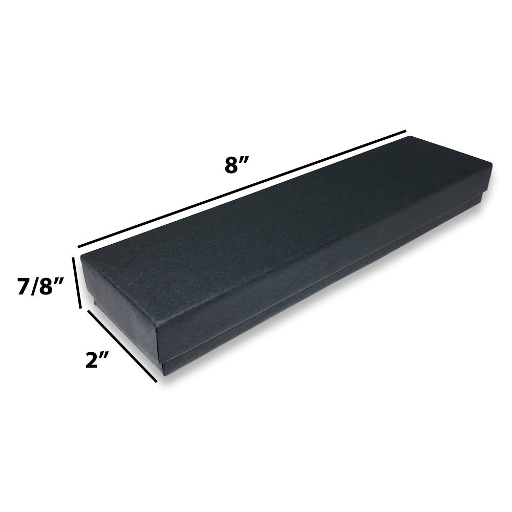 Matte Black-Kraft Cotton Filled Gift Boxes - Size 8" x 2" x 7/8"