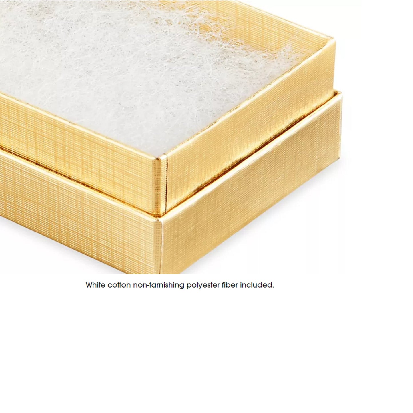100 Qty Gold Linen Imported Cotton Filled Jewelry Boxes- 2 5/8" x 1 1/2" x 1"