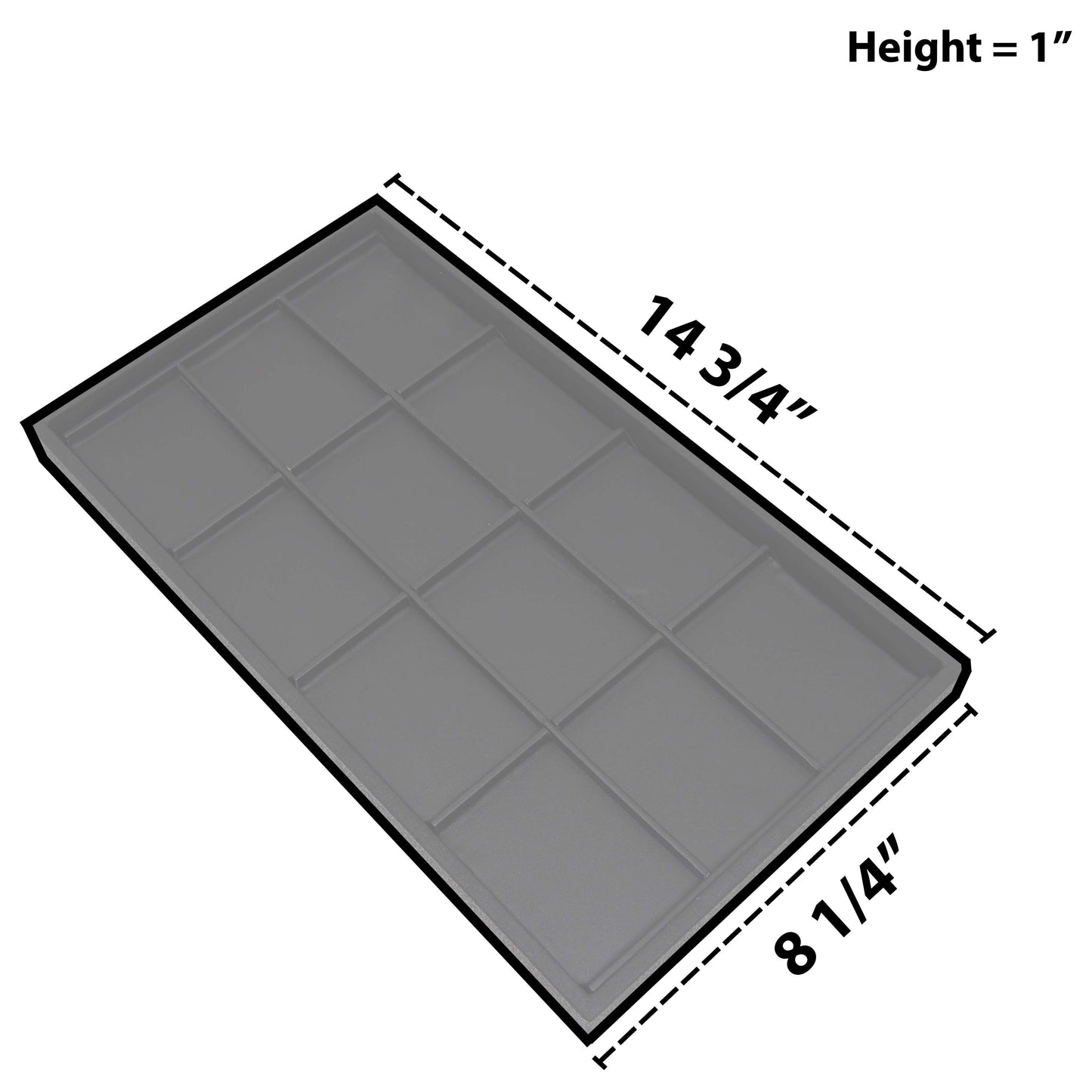 12 Compartment Black Leatherette Sorting Tray with Black Plastic Display Tray. 14.5" x 8.25" x 1"H