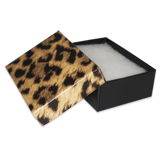 Leopard Pattern Cotton Filled Jewelry Gift Boxes - 3 1/4" x 2 1/4" x 1"