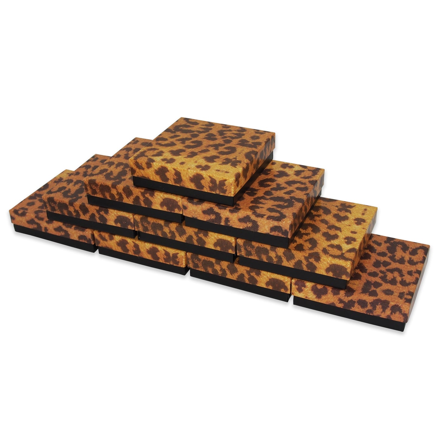 Leopard Pattern Cotton Filled Jewelry Gift Boxes