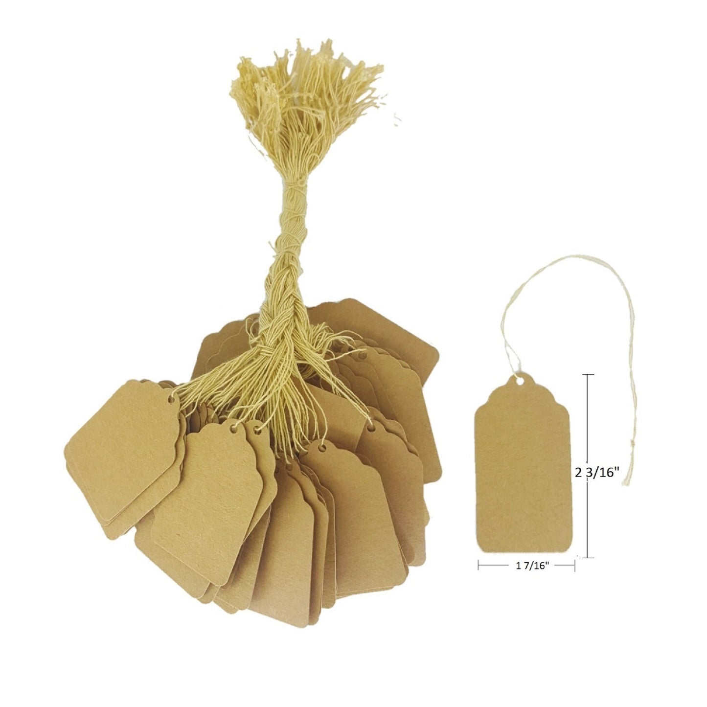 100 Qty Pre-Strung Quality Price Tags (1 7/16" x 2 3/16")