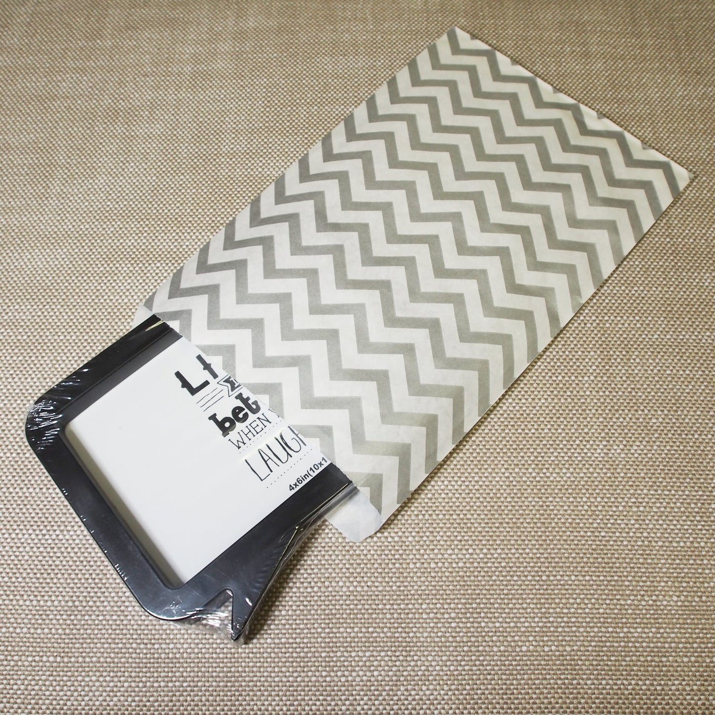 Silver Chevron Pattern on White Kraft Decorative Flat Paper Gift Bags