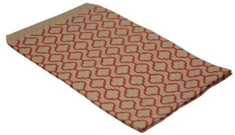 Decorative Flat Paper Gift Bags - Red Trellis Pattern on kraft brown bags.
