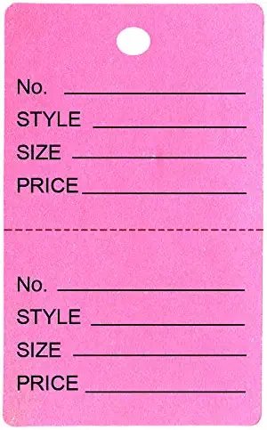 100 Qty Unstrung Colored Price Tags w/Perforated Stub