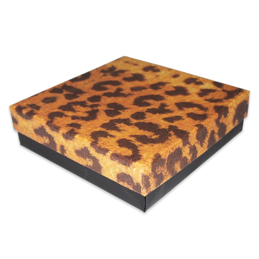 Leopard Pattern Cotton Filled Jewelry Gift Boxes