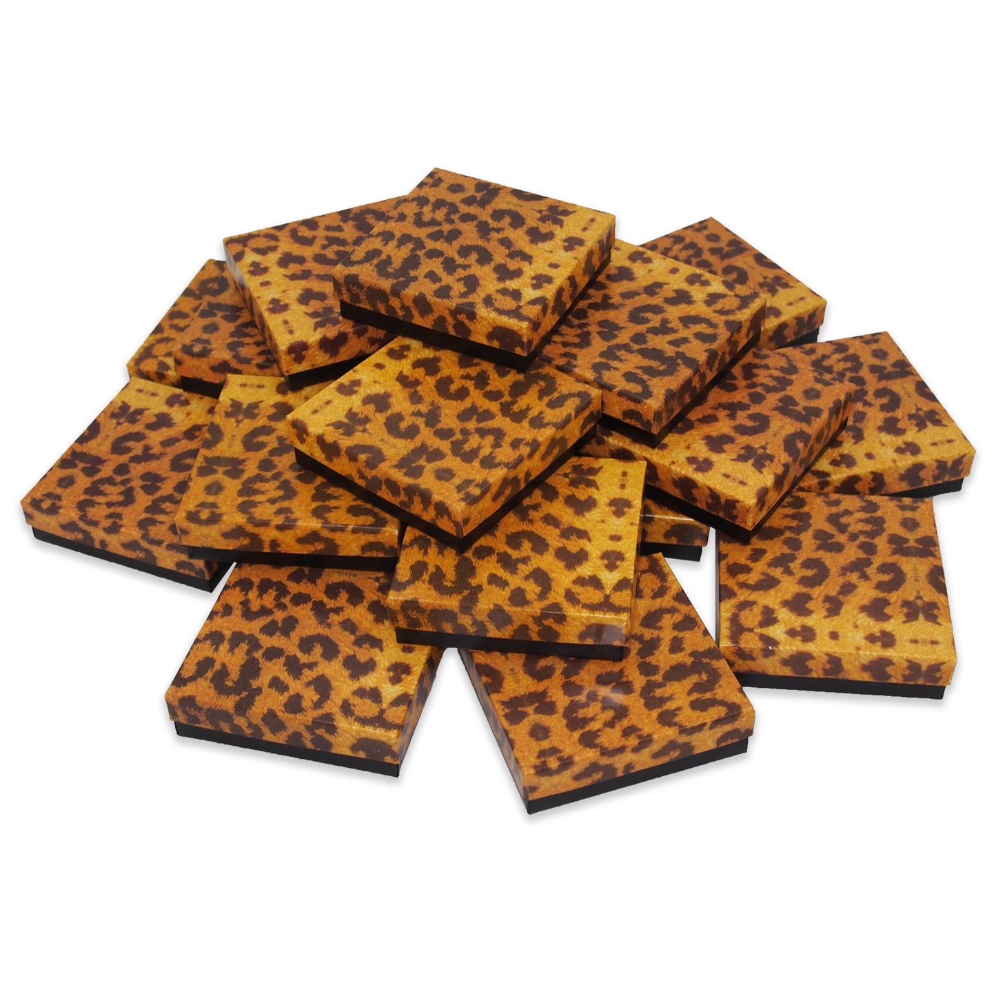 Leopard Pattern Cotton Filled Jewelry Gift Boxes