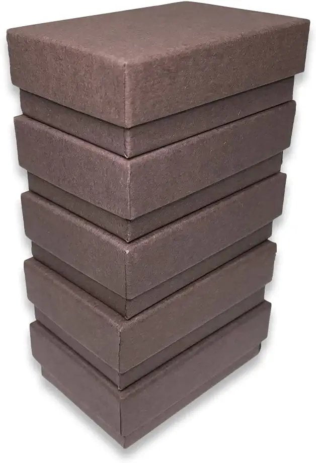 Made in the USA- Brown Cotton Filled Gift Boxes - 2 7/16” x 1 5/8” x 13/16”