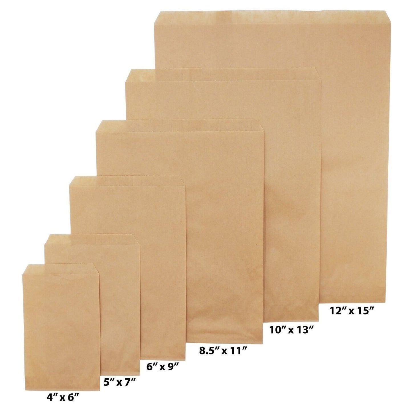 N'icePackaging - Decorative Flat Paper Gift Bags - Plain Brown Kraft Bags -...