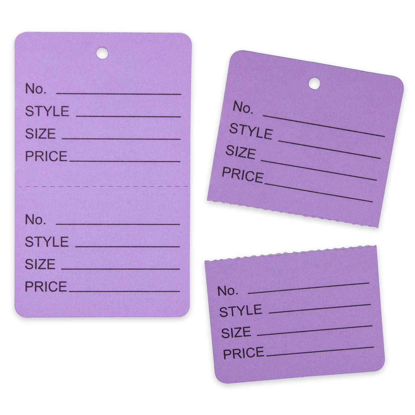 1000 Qty 1 3/4 x 2 7/8 (44x73mm) Assorted Unstrung Colored Price/Receipt Tags