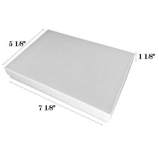 20 Qty White Swirl Imported Cotton Filled Large Necklace Jewelry Boxes - 7 1/8" x 5 1/8" x 1 1/8"