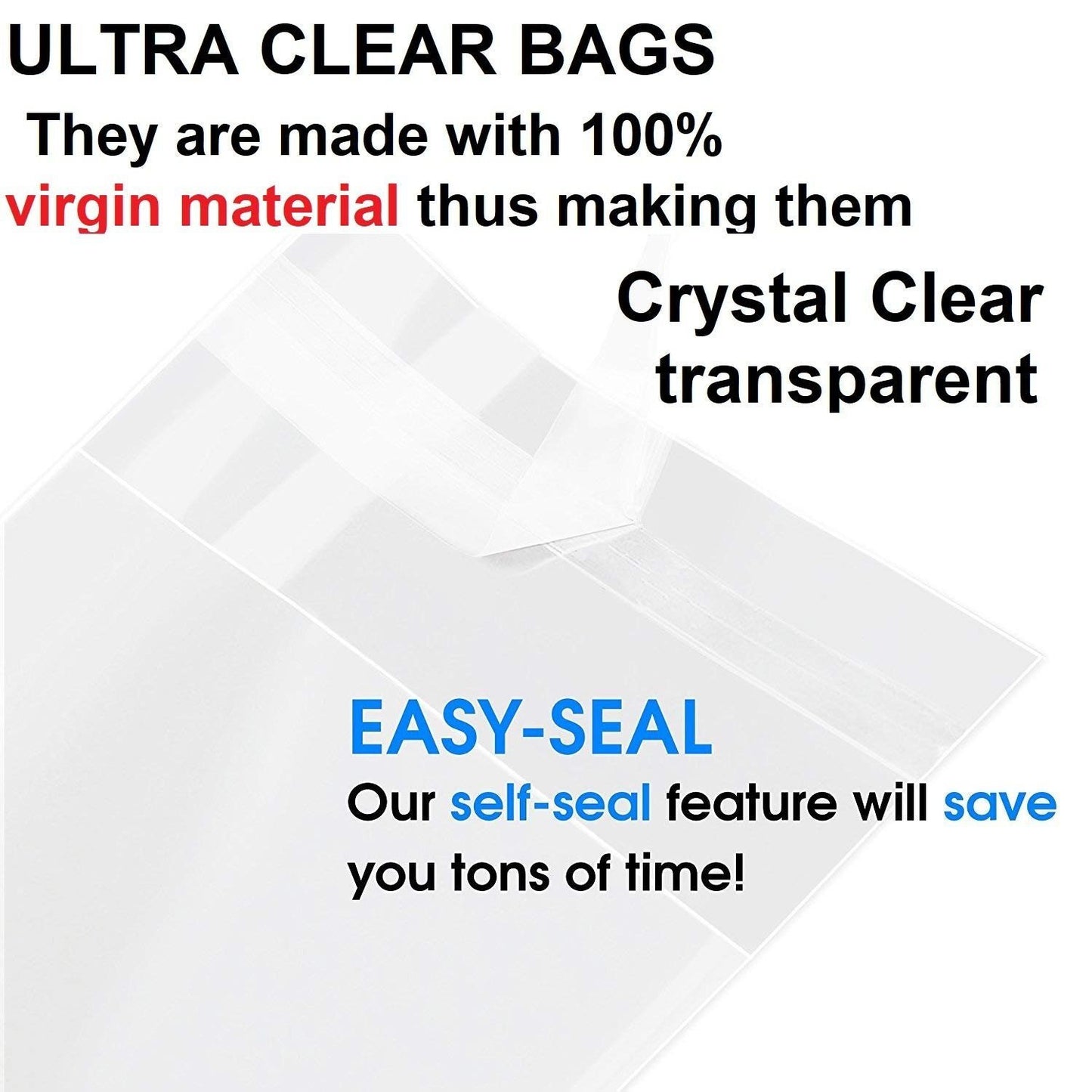 11.5" x 15.5" 100 Clear Cello Bags Adhesive 1.4 mils Self Sealing OPP Plastic Gift Bags for Clothing T-Shirt Storage Envelope Gift...