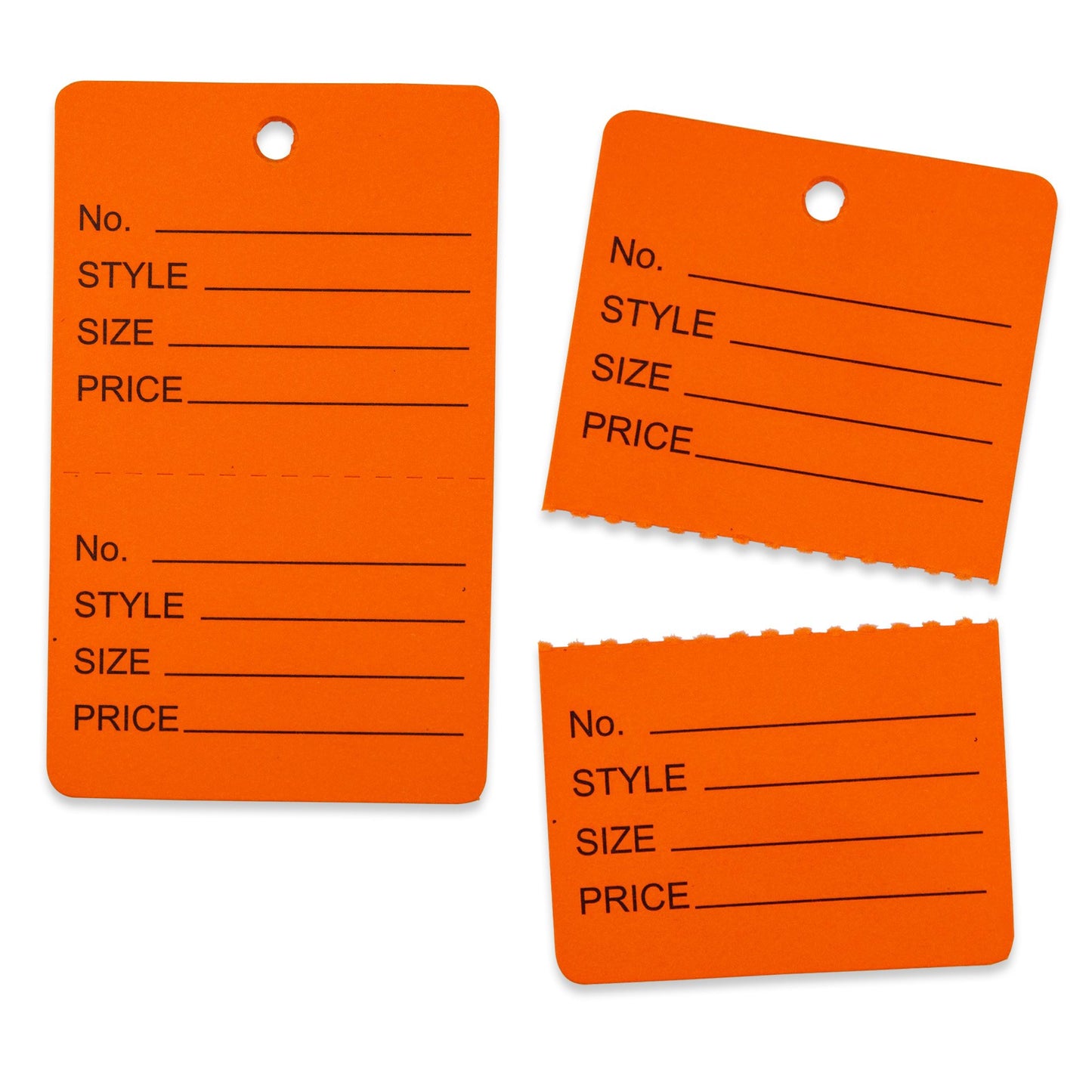 1000 Qty 1 3/4 x 2 7/8 (44x73mm) Assorted Unstrung Colored Price/Receipt Tags
