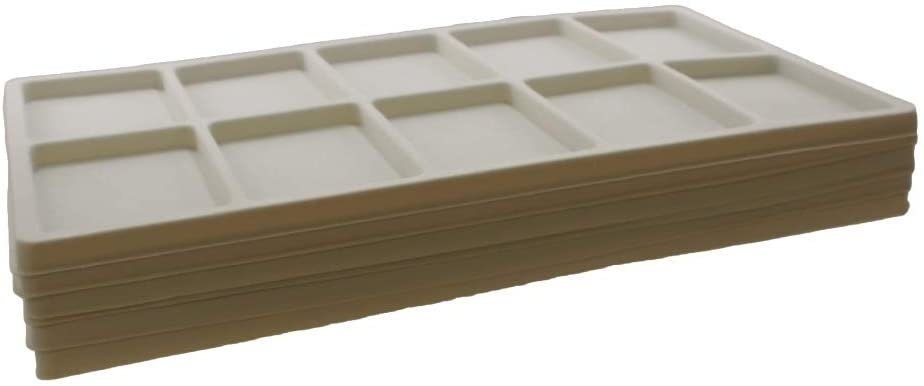 N'icePackaging - 10 Slot (2 1/2" x 3 3/8") Flocked Storage Tray Inserts - for Merchandise Jewelry & Organization - 14 1/8" x 7 5/8" x 1/2"
