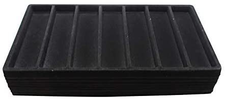 N'icePackaging - 7 Slot Flocked Storage Tray Inserts - for Merchandise Jewelry & Organization - 14 1/8" x 7 5/8" x 1/2"