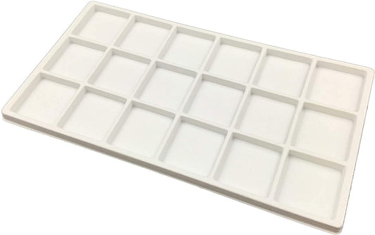 18 Slot (2" x 2 1/4") Flocked Storage Tray Inserts - for organizing - 14 1/8" x 7 5/8" x 1/2"