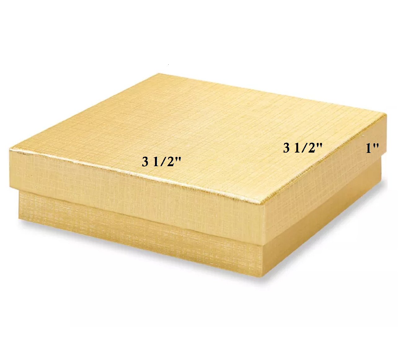 10 Qty Gold Textured Cotton Filled Bangle Jewelry Boxes - 3 1/2" x 3 1/2" x 1"