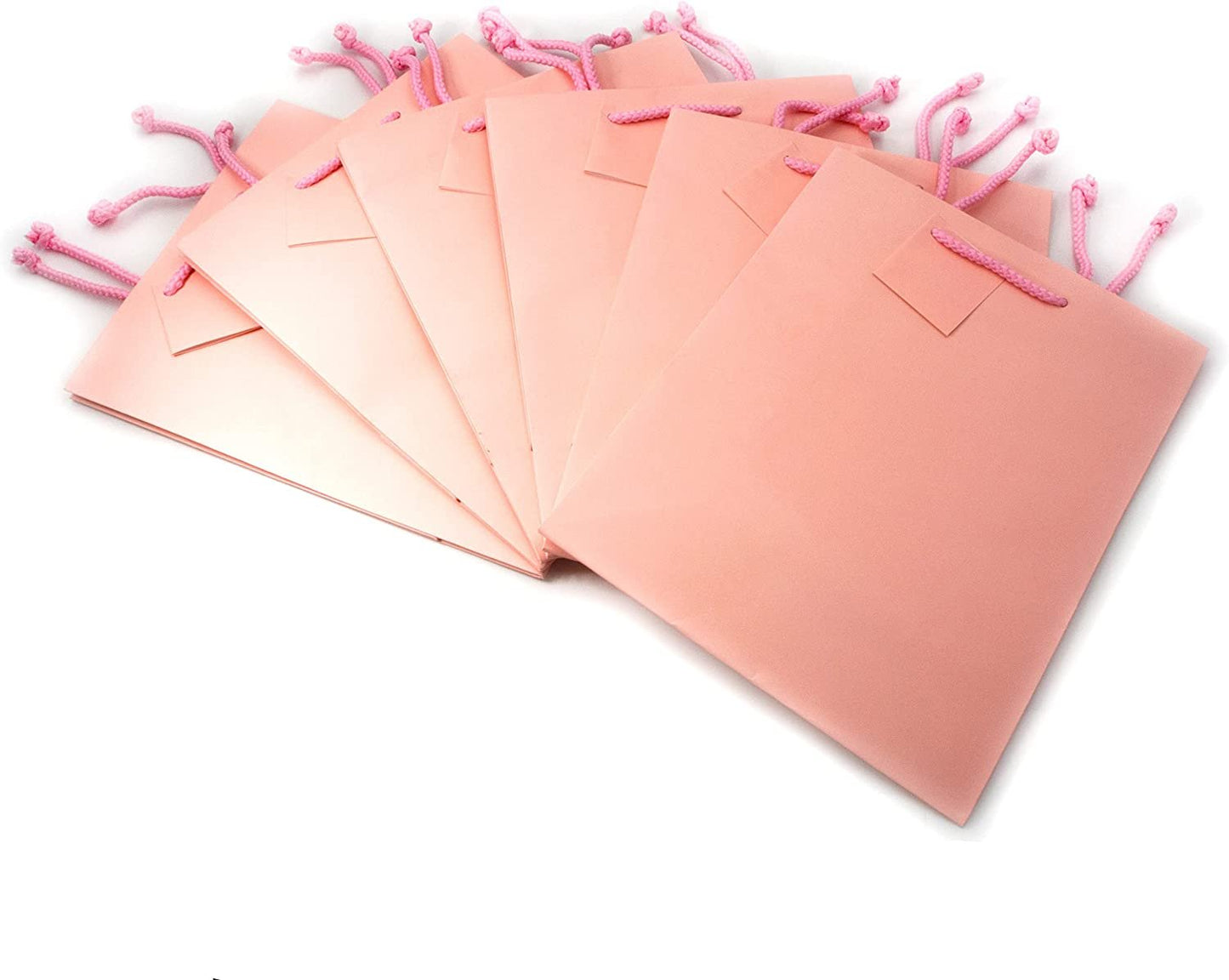 10 Bags – Matte Pink Paper Tote Gift Bags – Birthdays/Holidays/Parties/Gifts/Showers/and more.