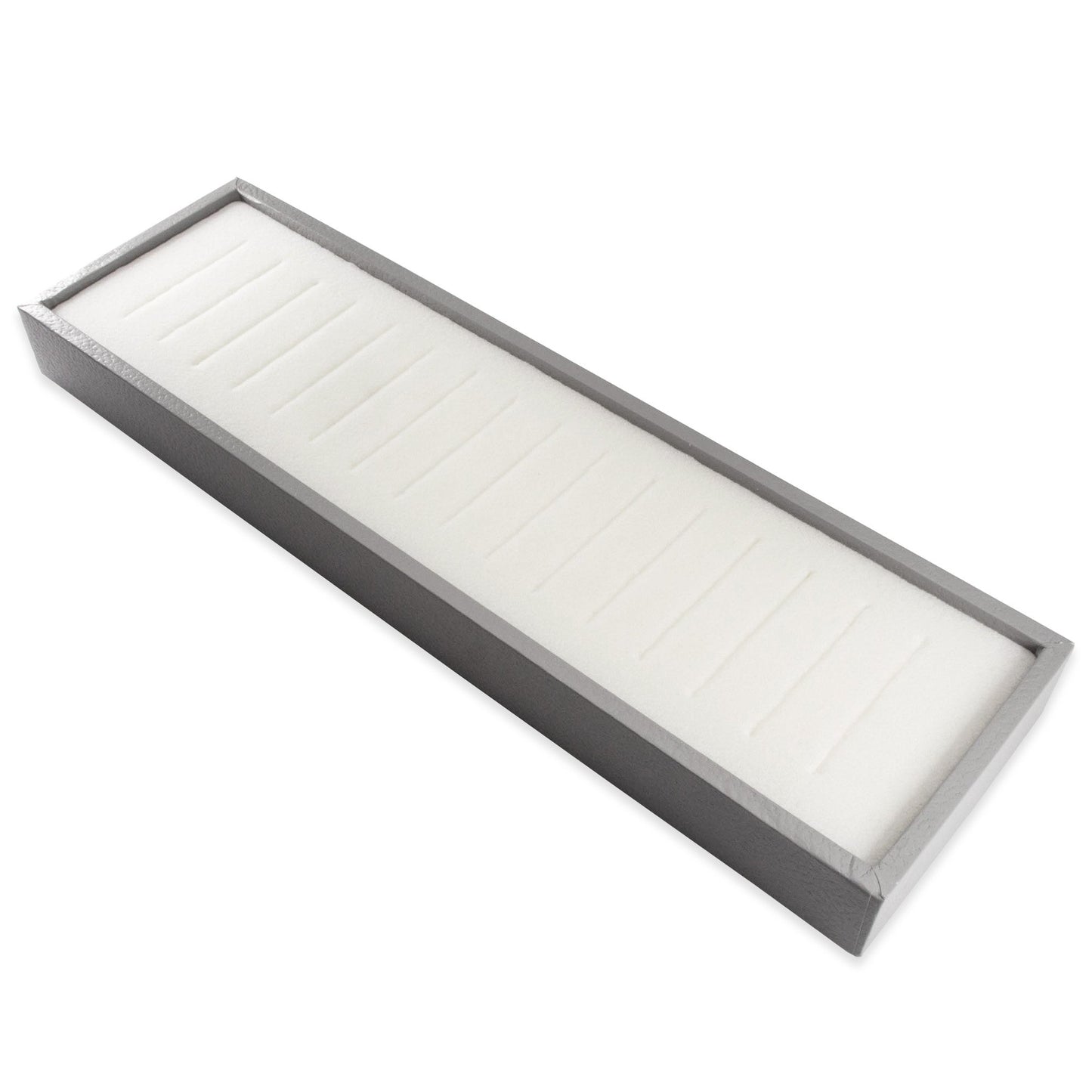 2 Qty Deluxe White 16 Slot Bangle Foam Insert with Grey Leatherette Display Tray 15" x 4.5" x 1.5"