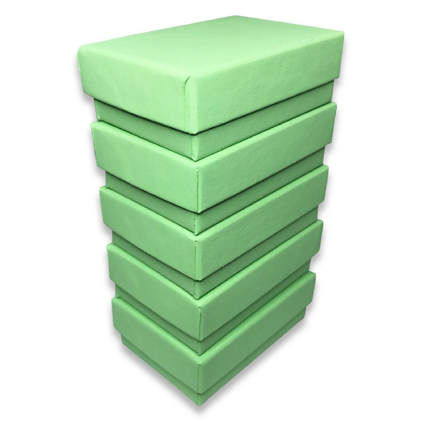 Made in the USA Light Green Cotton Filled Gift Boxes - 2 7/16" x 1 5/8" x 13/16"