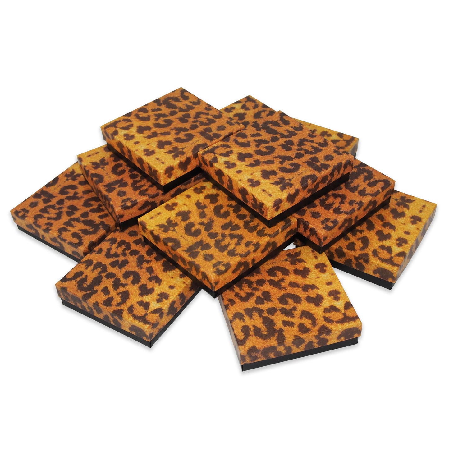 Leopard Pattern Cotton Filled Jewelry Gift Boxes