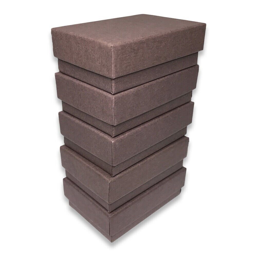 Made in the USA- Brown Cotton Filled Gift Boxes - 2 7/16” x 1 5/8” x 13/16”