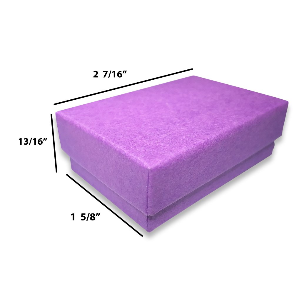 10 Qty USA-Made Purple Cotton Filled Gift Boxes - 2 7/16" x 1 5/8" x 13/16"