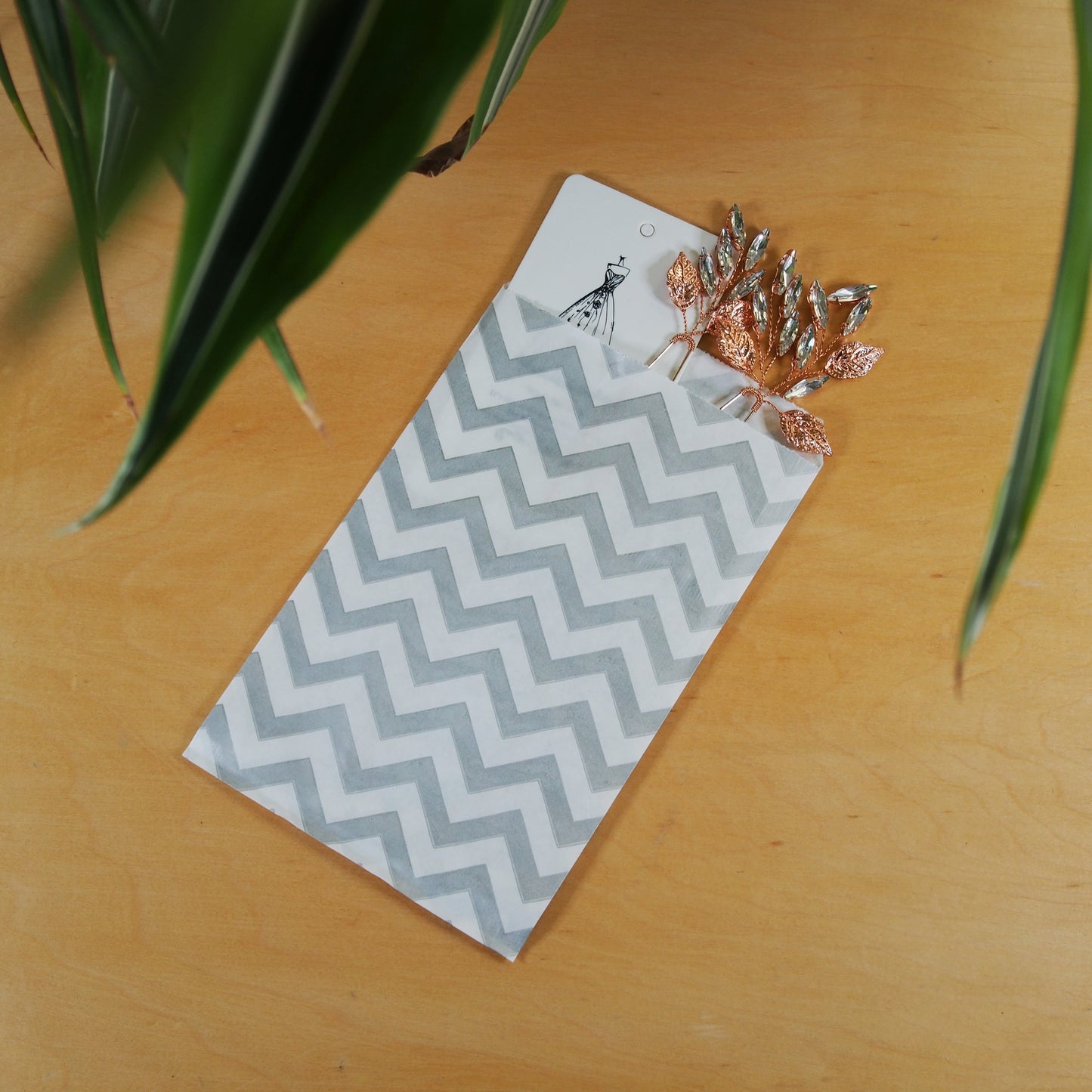 Silver Chevron Pattern on White Kraft Decorative Flat Paper Gift Bags