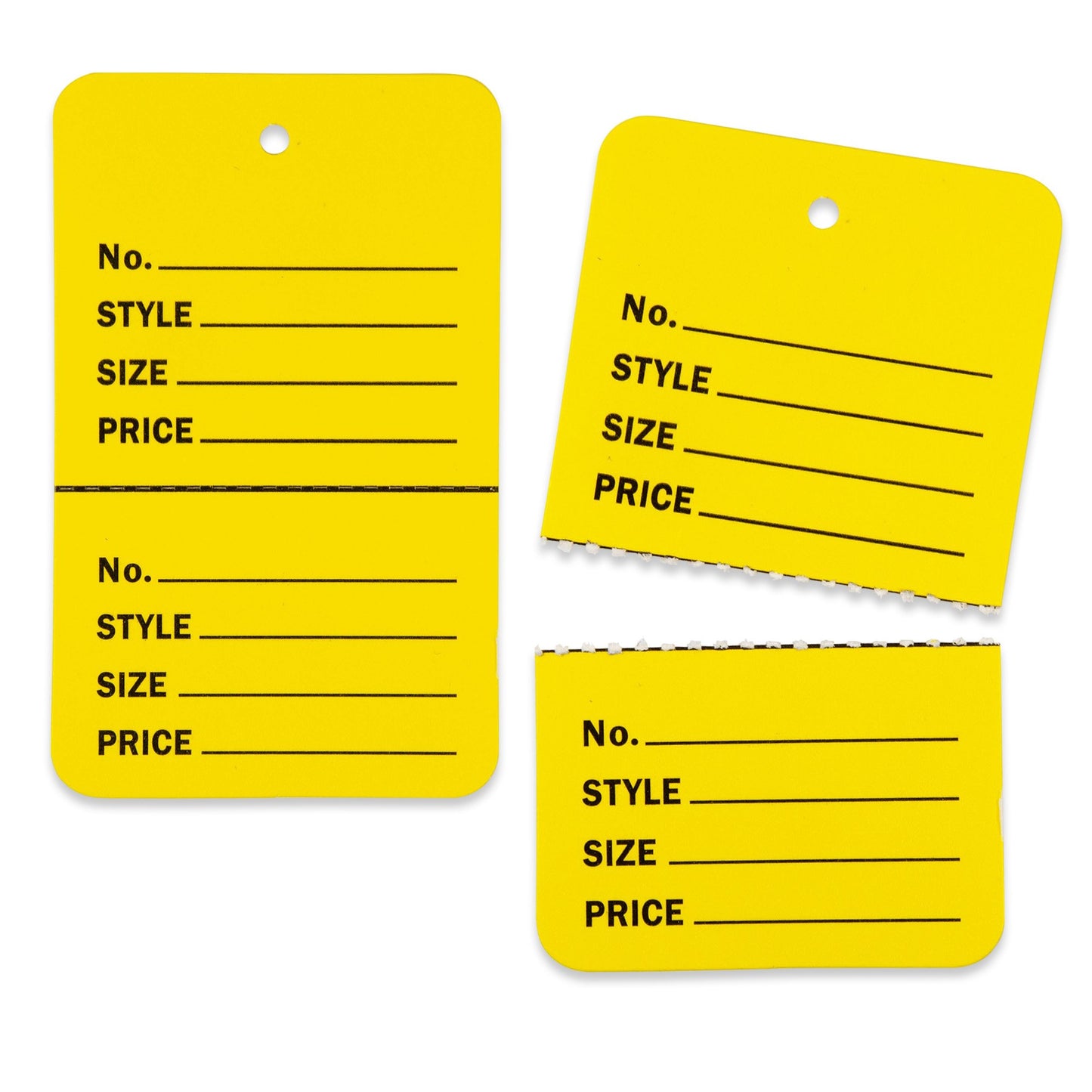 1000 Qty 1 3/4 x 2 7/8 (44x73mm) Assorted Unstrung Colored Price/Receipt Tags