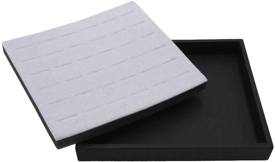 Black Plastic Jewelry Tray w/36 Ct Ring Foam Insert Companion - Half Tray Size 7.25" x 8.25" x 1"