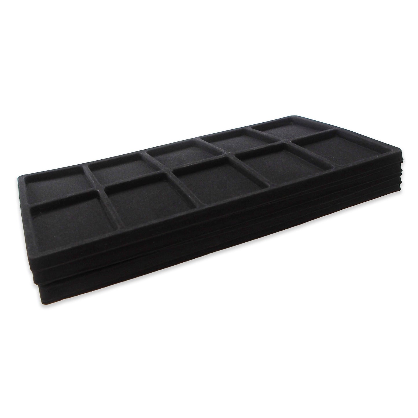 N'icePackaging - 10 Slot (2 1/2" x 3 3/8") Flocked Storage Tray Inserts - for Merchandise Jewelry & Organization - 14 1/8" x 7 5/8" x 1/2"