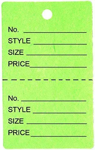 100 Qty Unstrung Colored Price Tags w/Perforated Stub