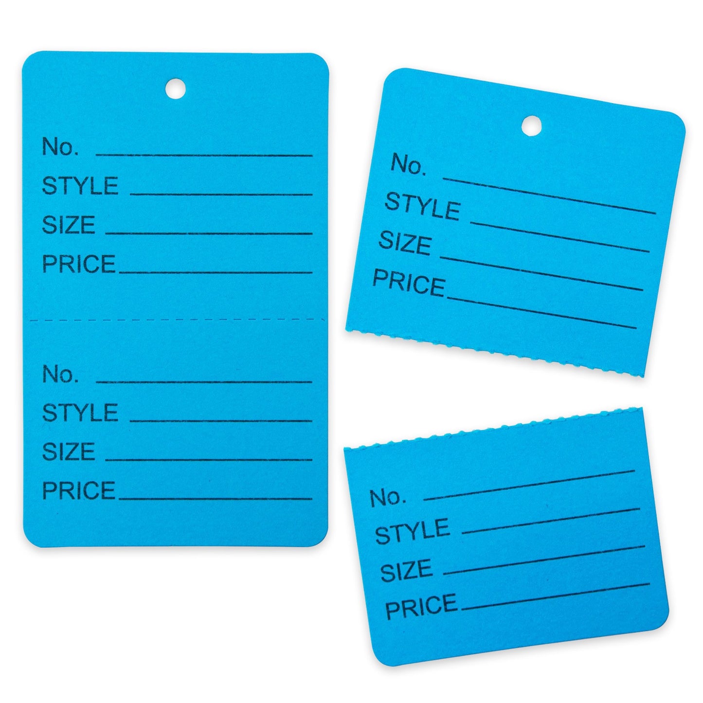 1000 Qty 1 3/4 x 2 7/8 (44x73mm) Assorted Unstrung Colored Price/Receipt Tags
