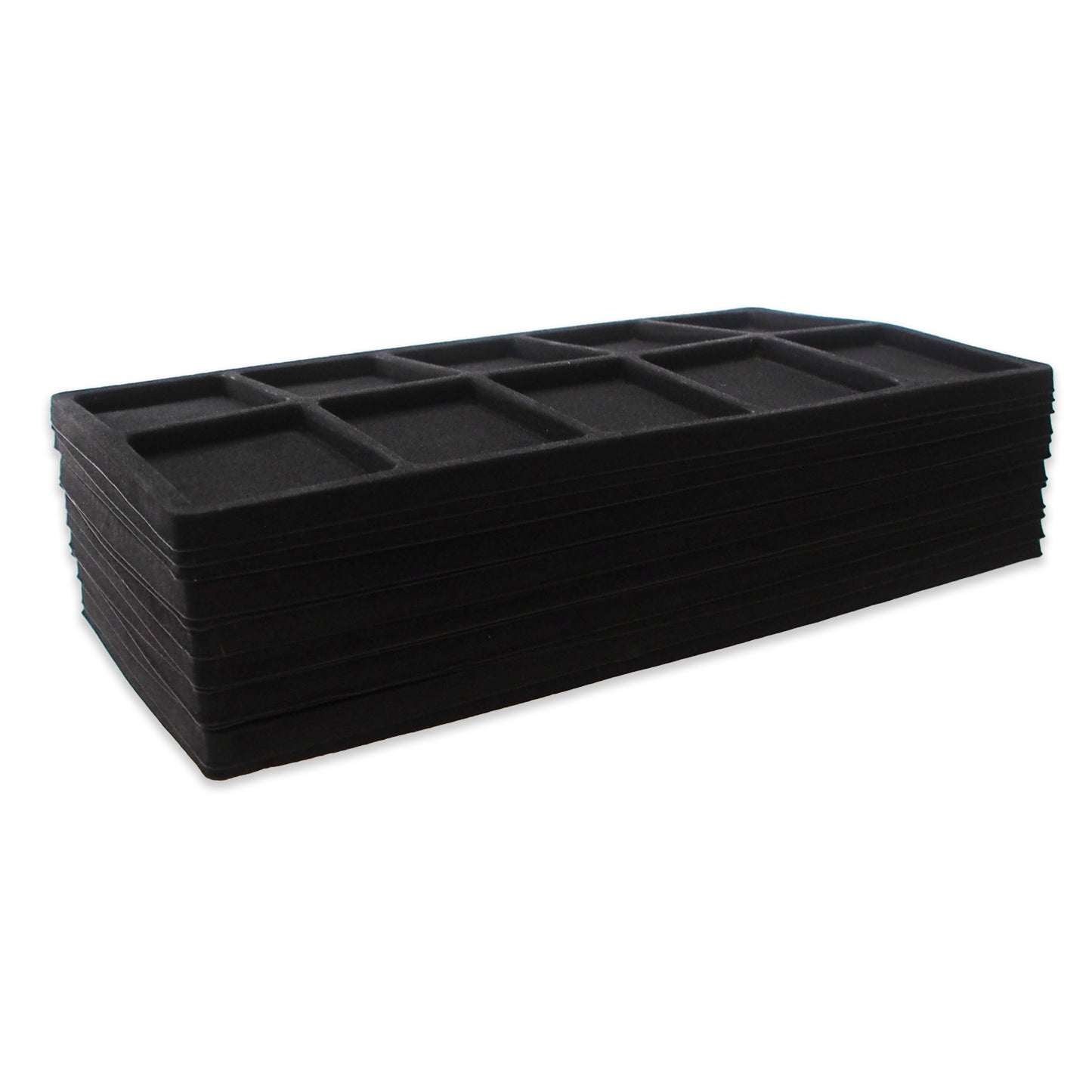 N'icePackaging - 10 Slot (2 1/2" x 3 3/8") Flocked Storage Tray Inserts - for Merchandise Jewelry & Organization - 14 1/8" x 7 5/8" x 1/2"
