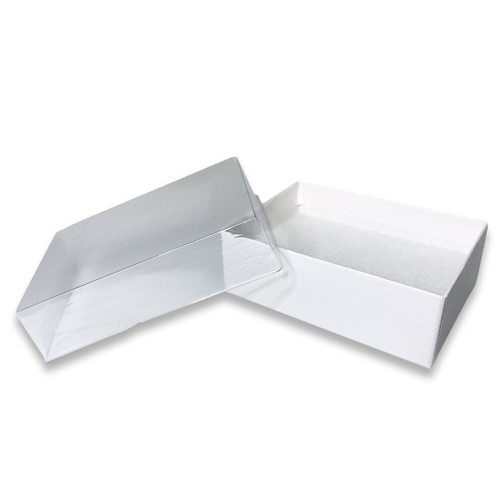 USA-Made Clear Top White-Swirl Cotton Filled Gift Boxes