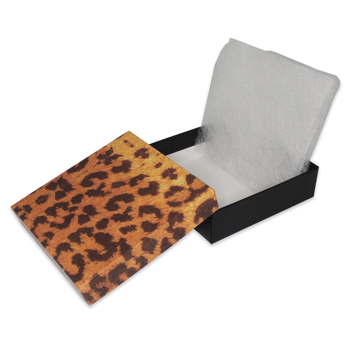Leopard Pattern Cotton Filled Jewelry Gift Boxes