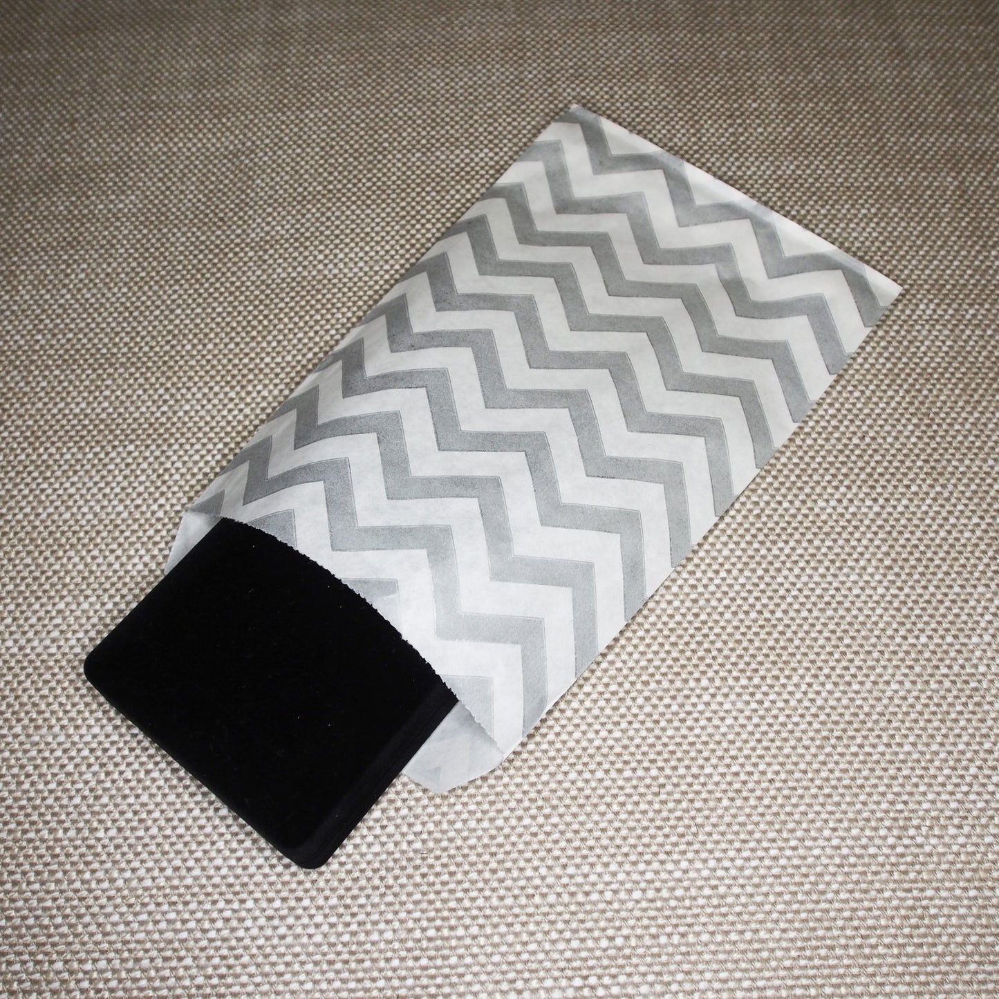 Silver Chevron Pattern on White Kraft Decorative Flat Paper Gift Bags