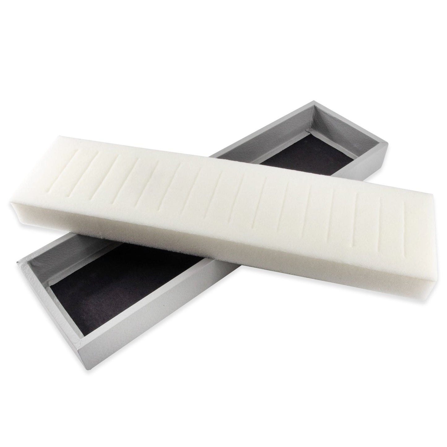 2 Qty Deluxe White 16 Slot Bangle Foam Insert with Grey Leatherette Display Tray 15" x 4.5" x 1.5"