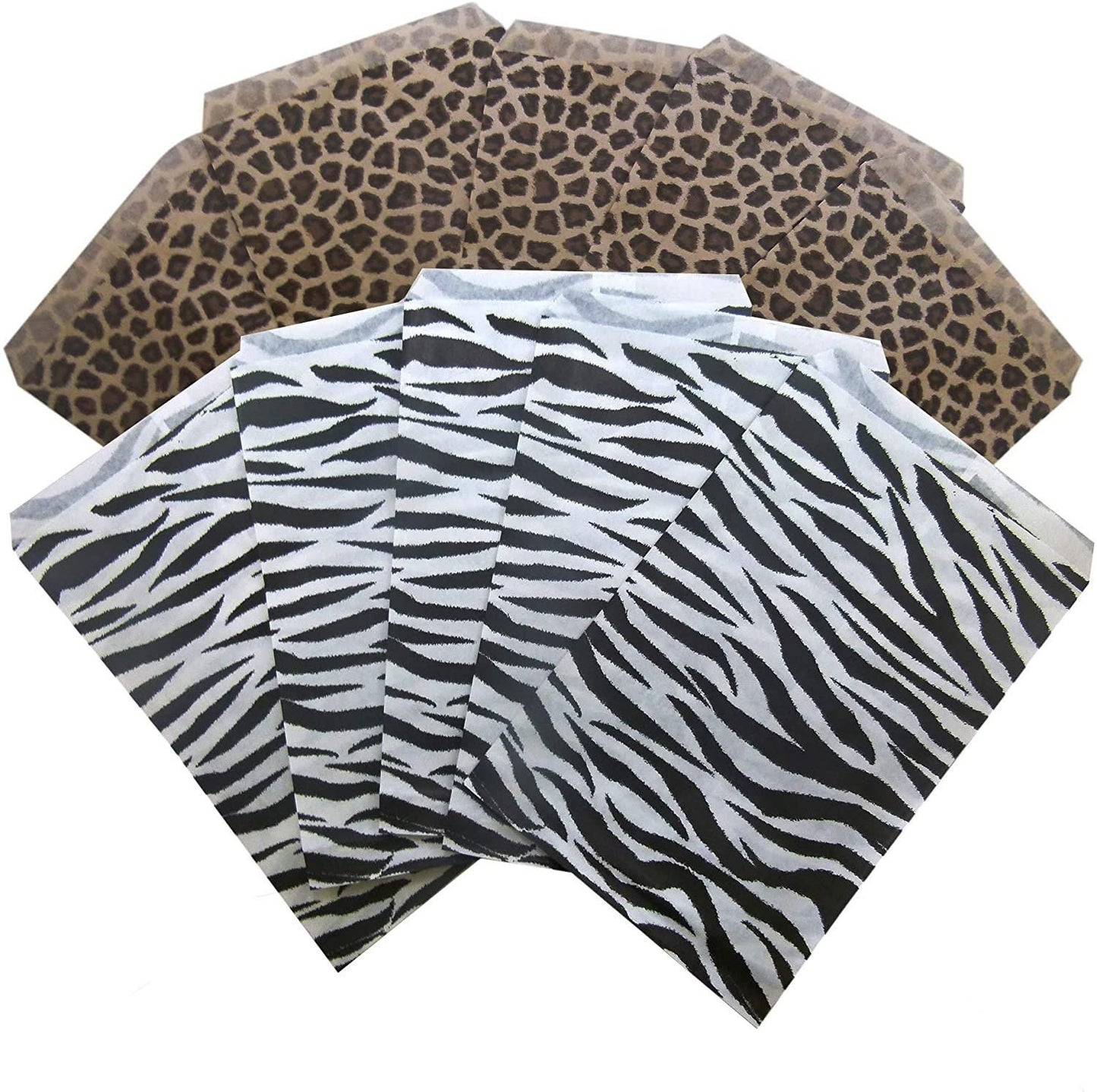 50 Qty Cheetah Leopard/Zebra Flat Patterned Gift Bags