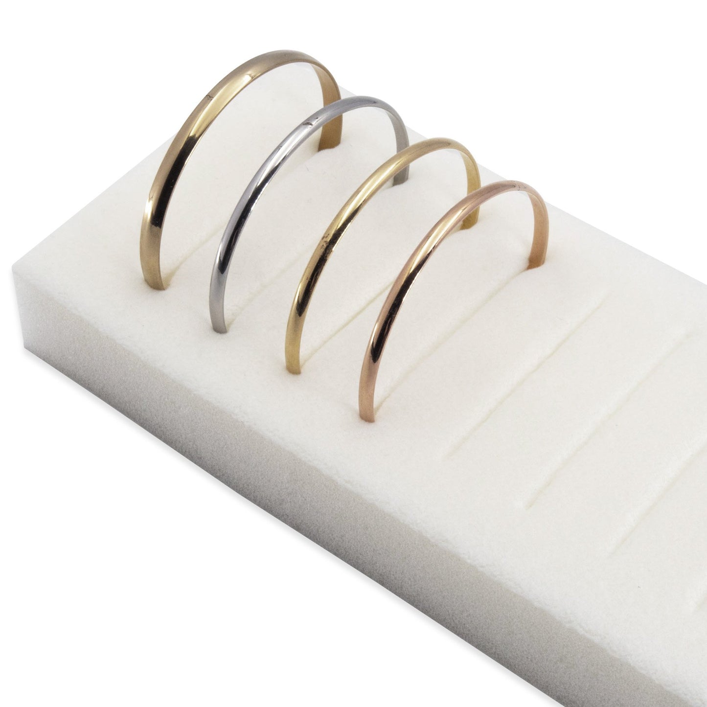 2 Qty Deluxe White 16 Slot Bangle Foam Insert with Grey Leatherette Display Tray 15" x 4.5" x 1.5"