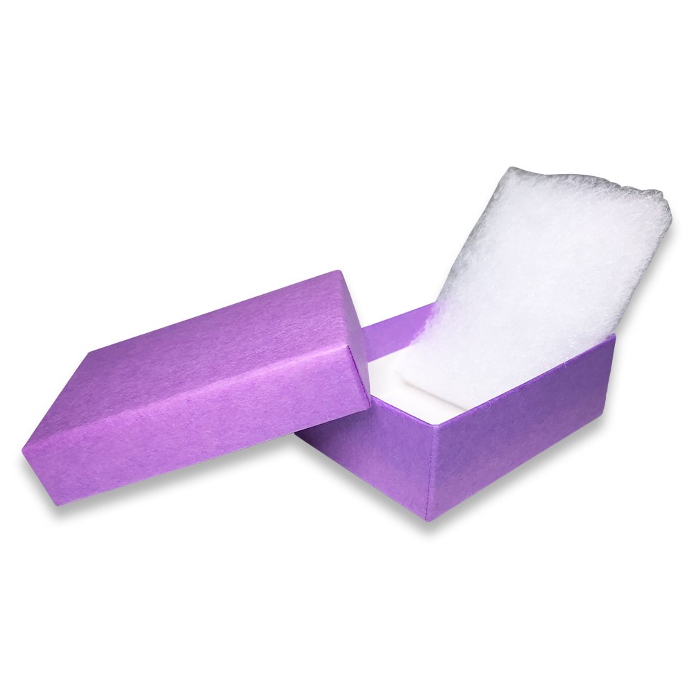 10 Qty USA-Made Purple Cotton Filled Gift Boxes - 2 7/16" x 1 5/8" x 13/16"