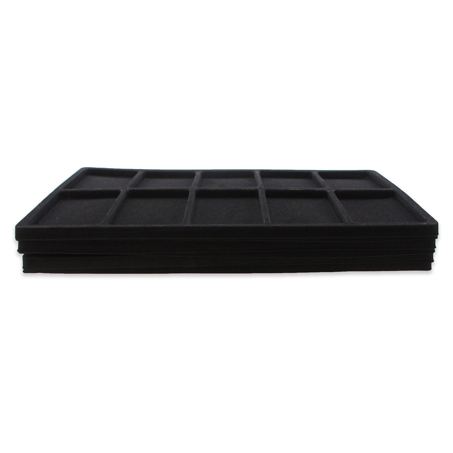 N'icePackaging - 10 Slot (2 1/2" x 3 3/8") Flocked Storage Tray Inserts - for Merchandise Jewelry & Organization - 14 1/8" x 7 5/8" x 1/2"