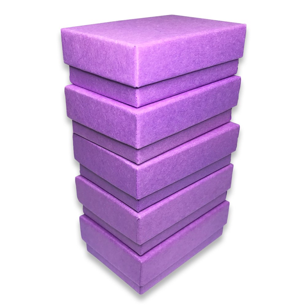 10 Qty USA-Made Purple Cotton Filled Gift Boxes - 2 7/16" x 1 5/8" x 13/16"