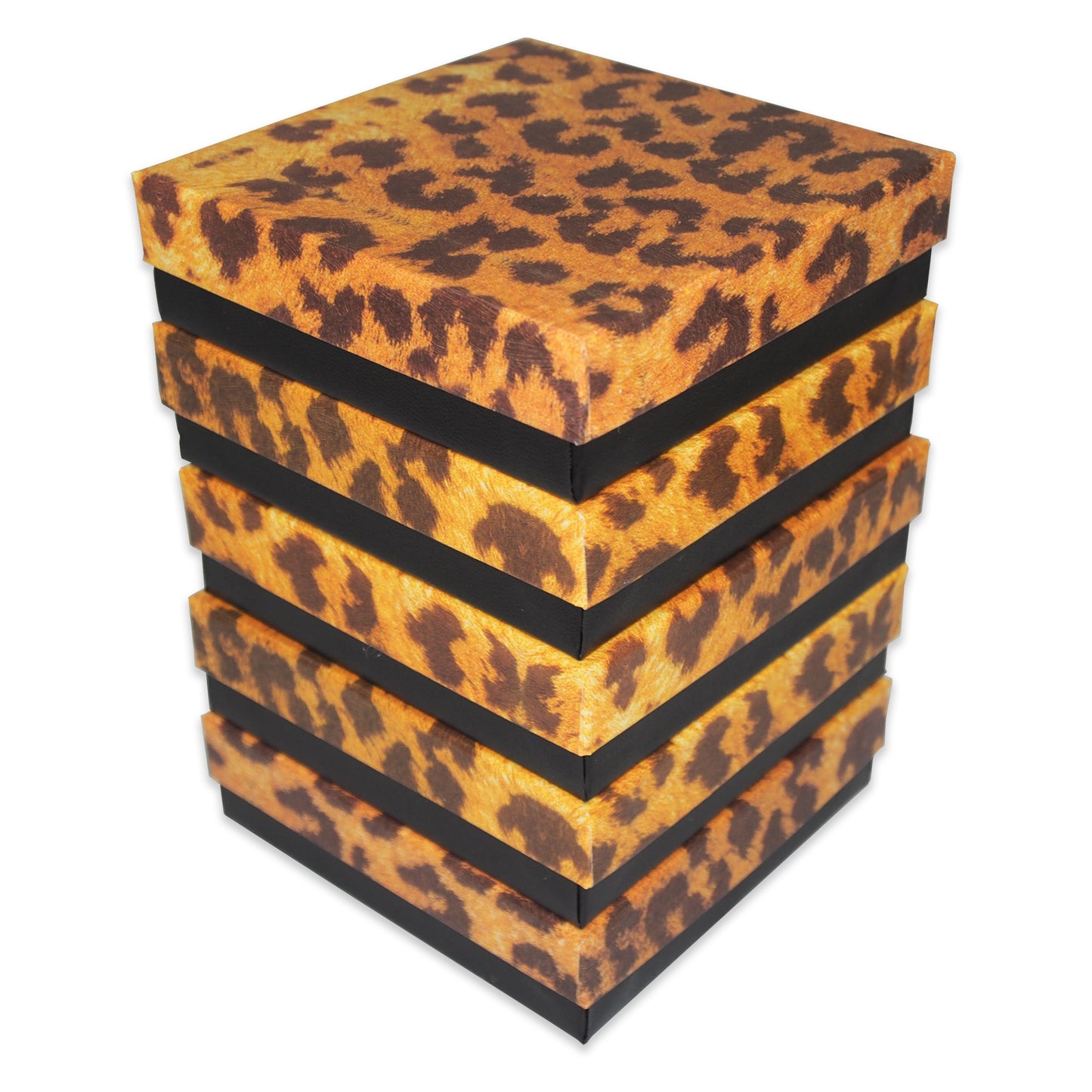 Leopard Pattern Cotton Filled Jewelry Gift Boxes