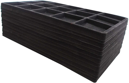 N'icePackaging - 15 Slot (2 9/16" x 2 1/4") Flocked Storage Tray Inserts - For Merchandise Jewelry & Organization - 14 1/8" x 7 5/8" x 1/2"