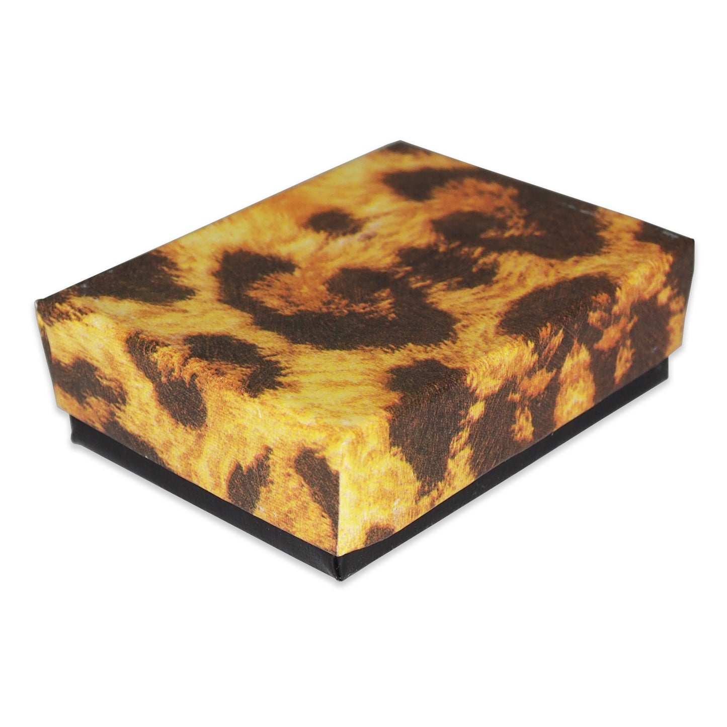 Leopard Pattern Imported Cotton Filled Jewelry Boxes - 1 7/8" x 1 1/4" x 5/8"