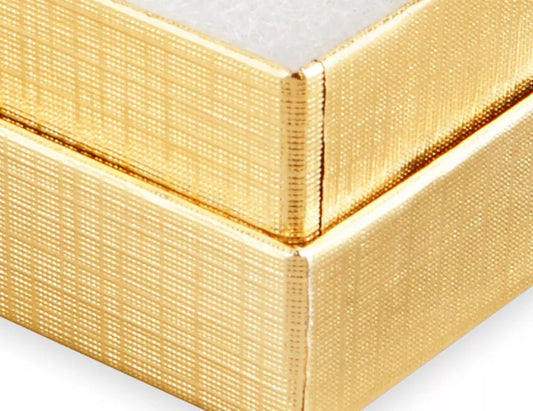 10 Qty Gold Textured Cotton Filled Bangle Jewelry Boxes - 3 1/2" x 3 1/2" x 1"