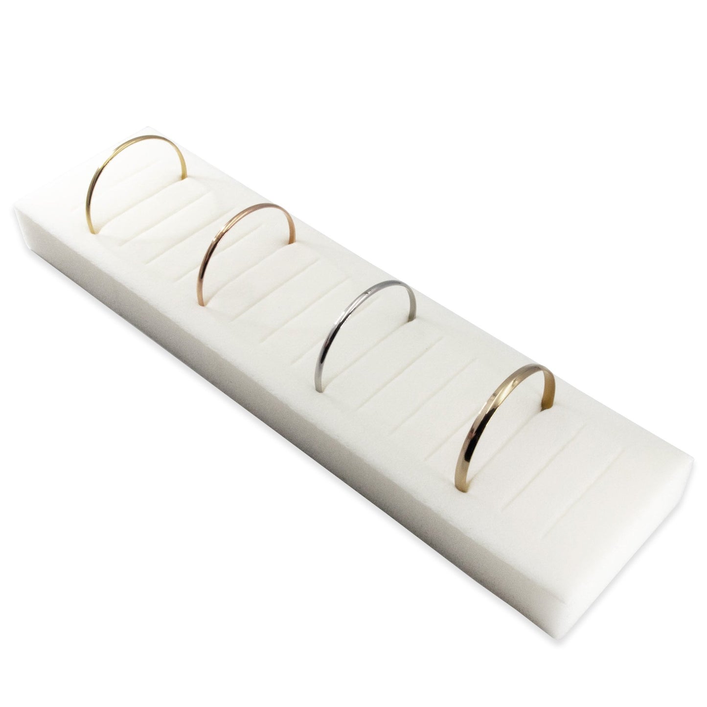 2 Qty Deluxe White 16 Slot Bangle Foam Insert with Grey Leatherette Display Tray 15" x 4.5" x 1.5"