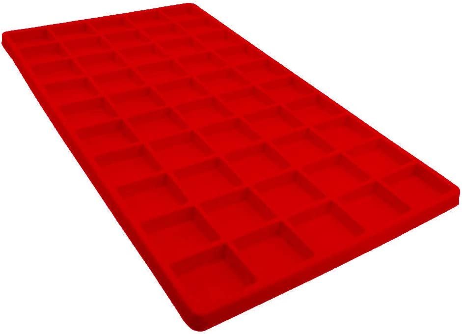 N'icePackaging - 50 Slot (1 1/8" x 1 1/4") Flocked Storage Tray Inserts - for Merchandise Jewelry & Organization - 14 1/8" x 7 5/8" x 1/2"